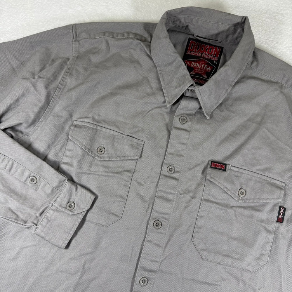 Dixxon Flannel Co DXN FR Gray Flame Resistant CAT 2 Work Shirt 2XT Long Sleeve